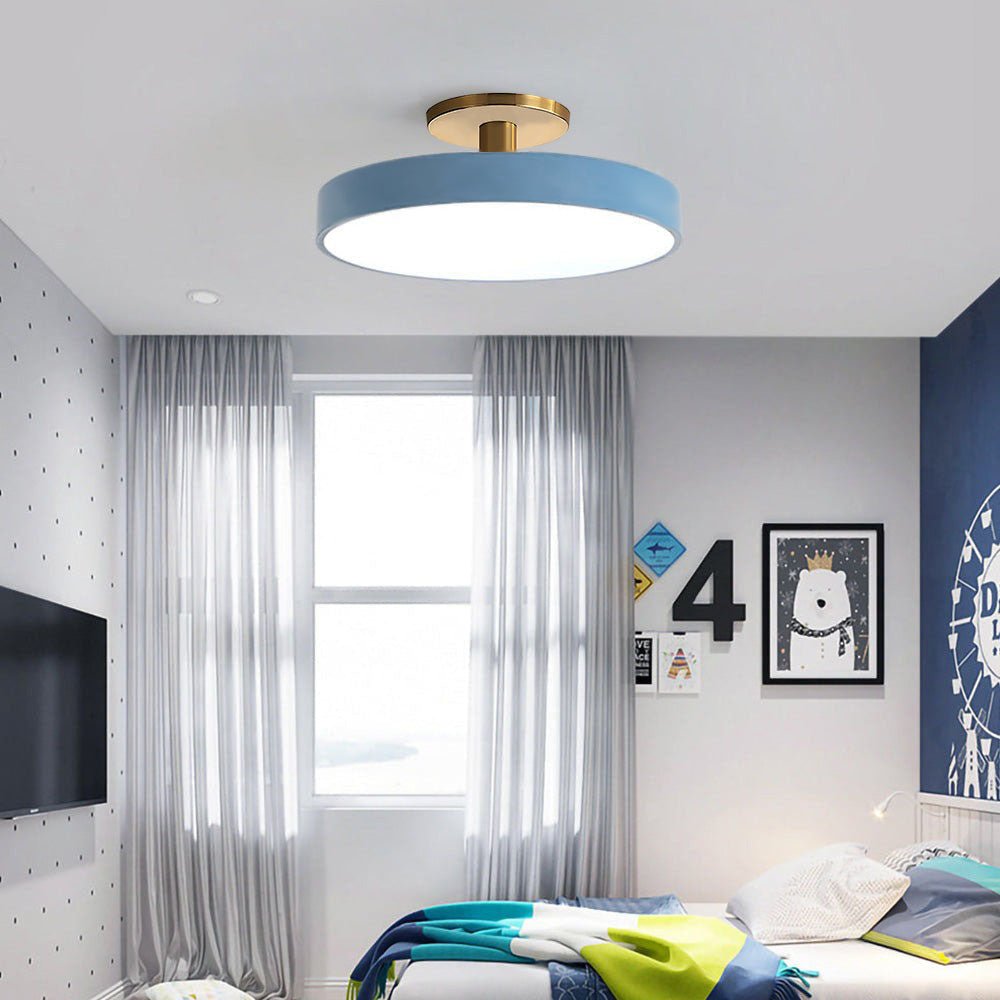 Metal Frame Round Ceiling Light, 12-Inch Diameter Flush Mount