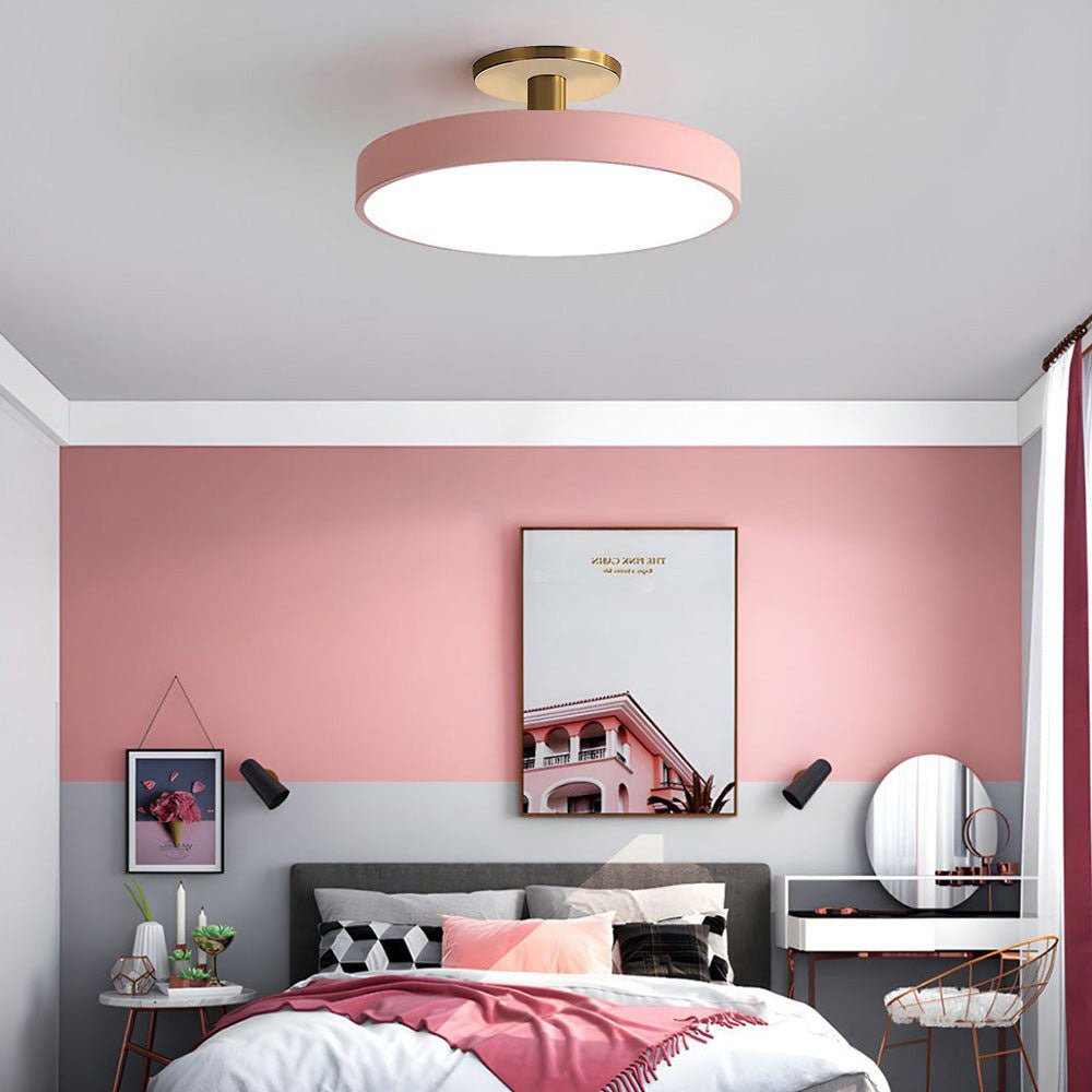 Metal Frame Round Ceiling Light, 12-Inch Diameter Flush Mount