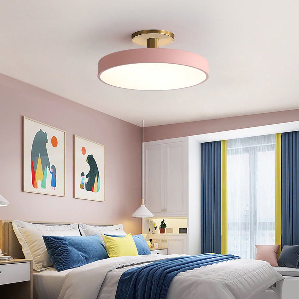 Metal Frame Round Ceiling Light, 12-Inch Diameter Flush Mount