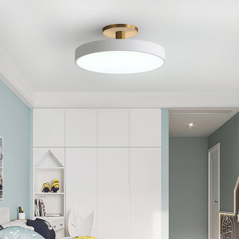 Metal Frame Round Ceiling Light, 12-Inch Diameter Flush Mount