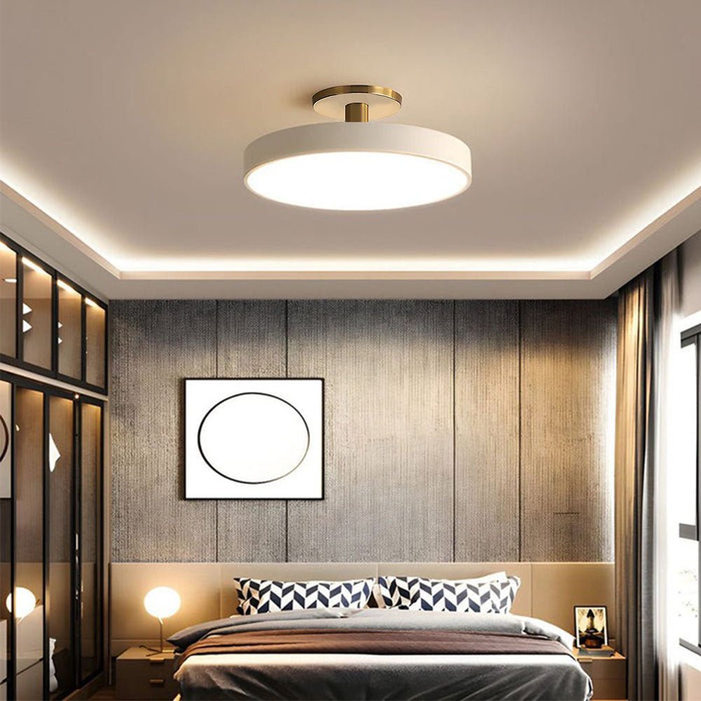 Metal Frame Round Ceiling Light, 12-Inch Diameter Flush Mount