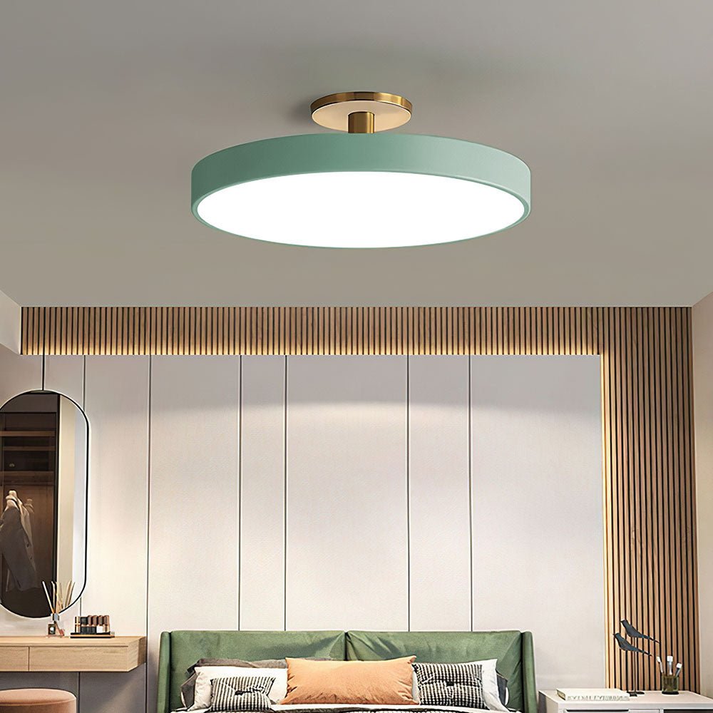 Metal Frame Round Ceiling Light, 12-Inch Diameter Flush Mount