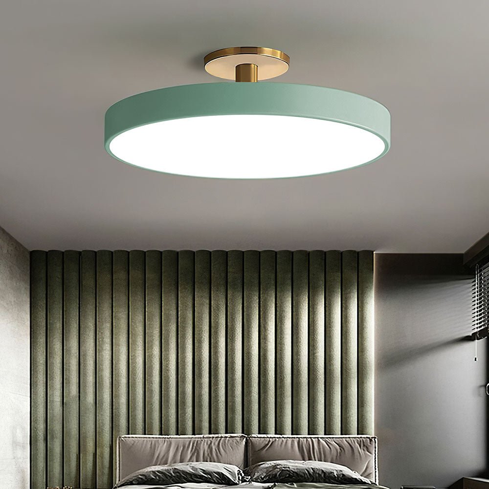 Metal Frame Round Ceiling Light, 12-Inch Diameter Flush Mount