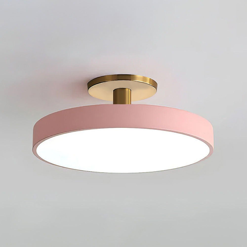 Metal Frame Round Ceiling Light, 12-Inch Diameter Flush Mount
