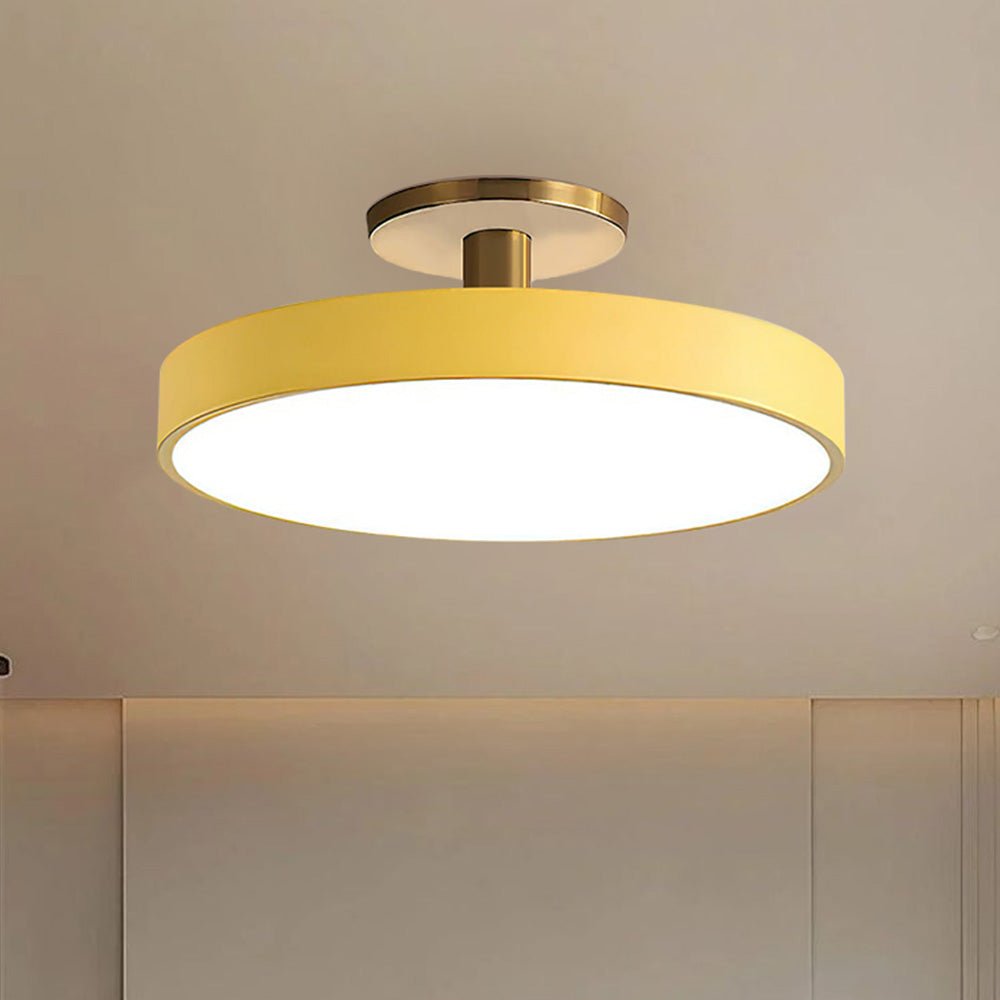 Metal Frame Round Ceiling Light, 12-Inch Diameter Flush Mount
