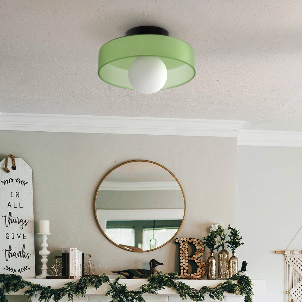12-Inch Circular Ceiling Light With Translucent Shade Flush Mount