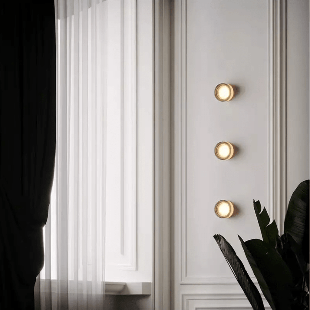 Round Glass Wall Sconce With Aluminum Body And Glass Shade Single Light