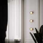 Round Glass Wall Sconce With Aluminum Body And Glass Shade Single Light
