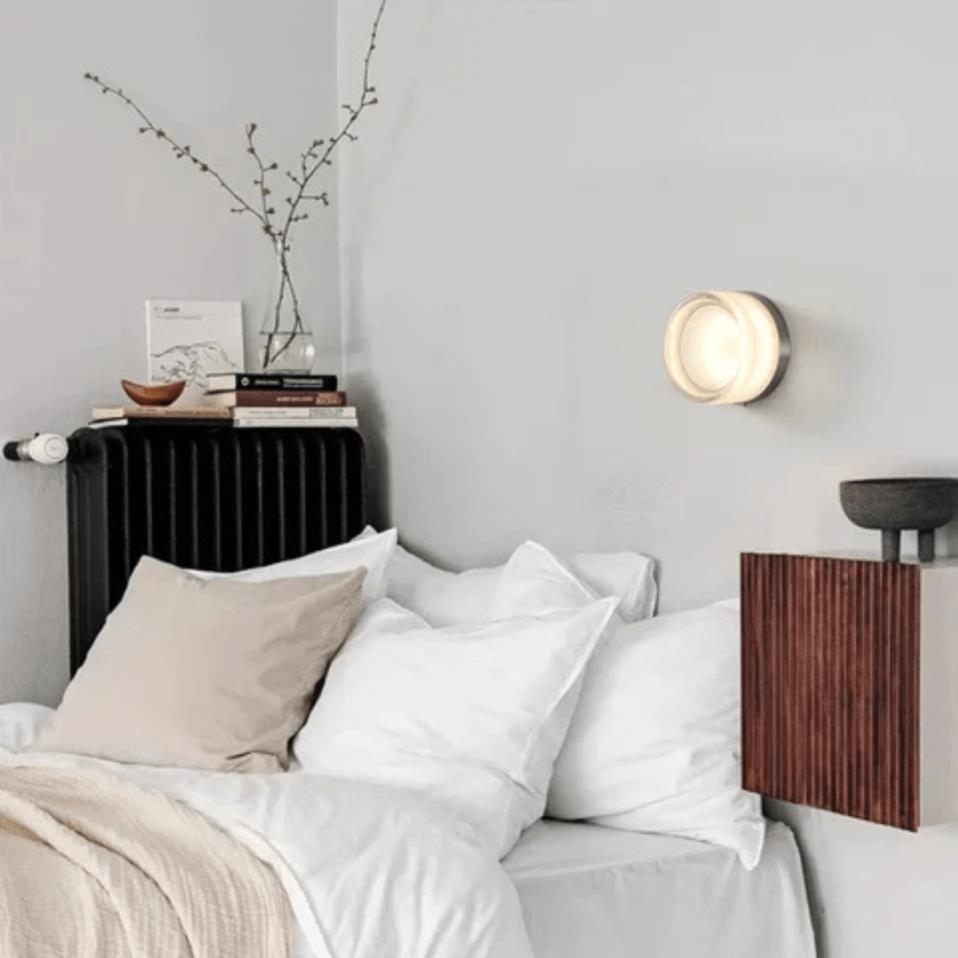 Round Glass Wall Sconce With Aluminum Body And Glass Shade Single Light