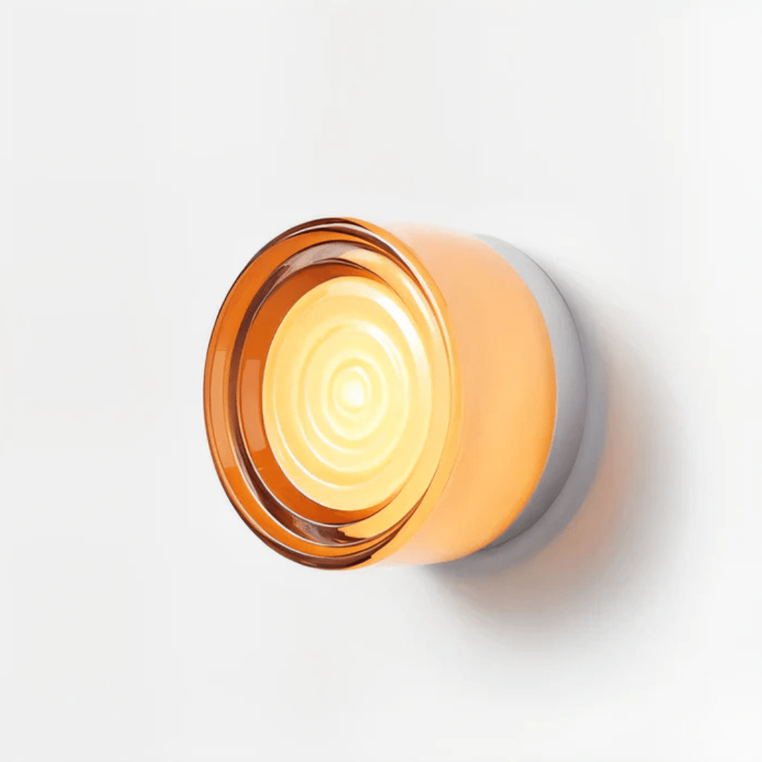 Round Glass Wall Sconce With Aluminum Body And Glass Shade Single Light