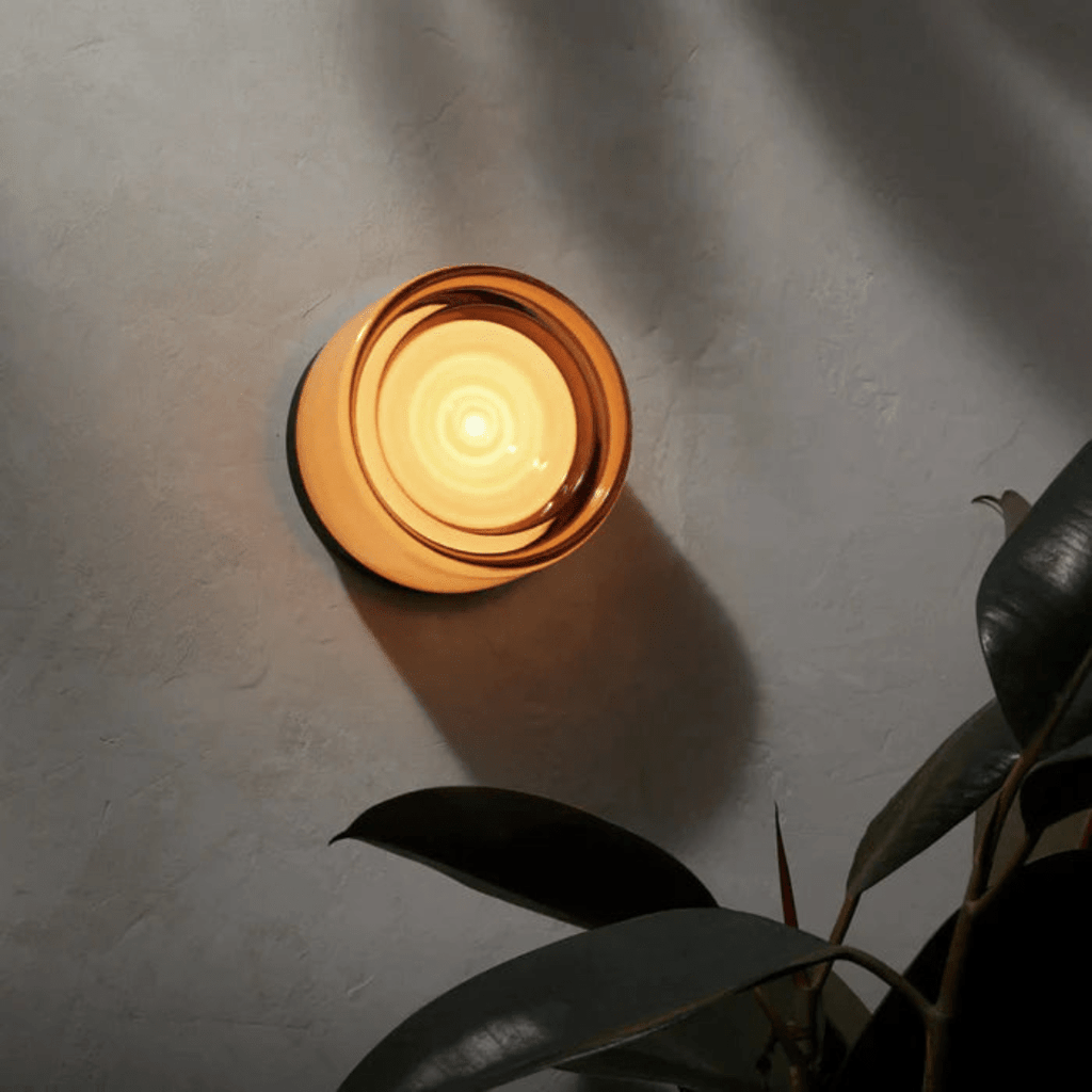 Round Glass Wall Sconce With Aluminum Body And Glass Shade Single Light
