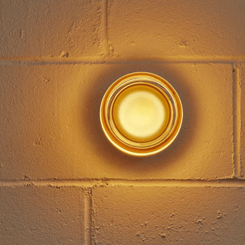 Round Glass Wall Sconce With Aluminum Body And Glass Shade Single Light