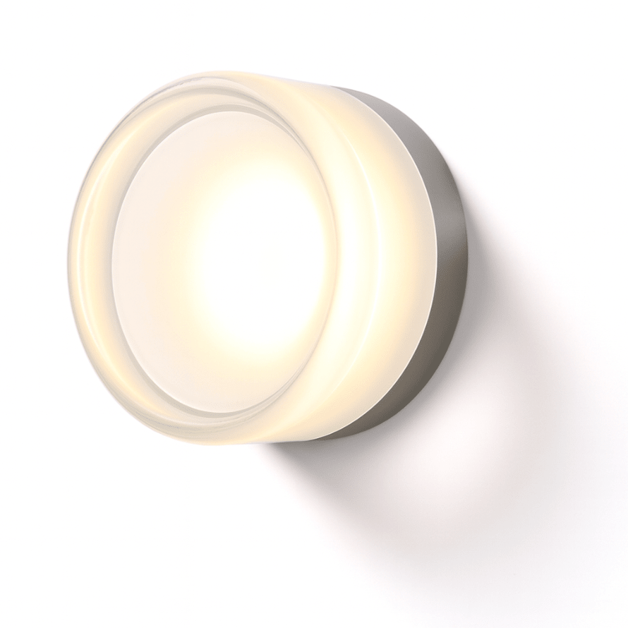 Round Glass Wall Sconce With Aluminum Body And Glass Shade Single Light