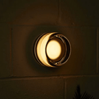 Round Glass Wall Sconce With Aluminum Body And Glass Shade Single Light