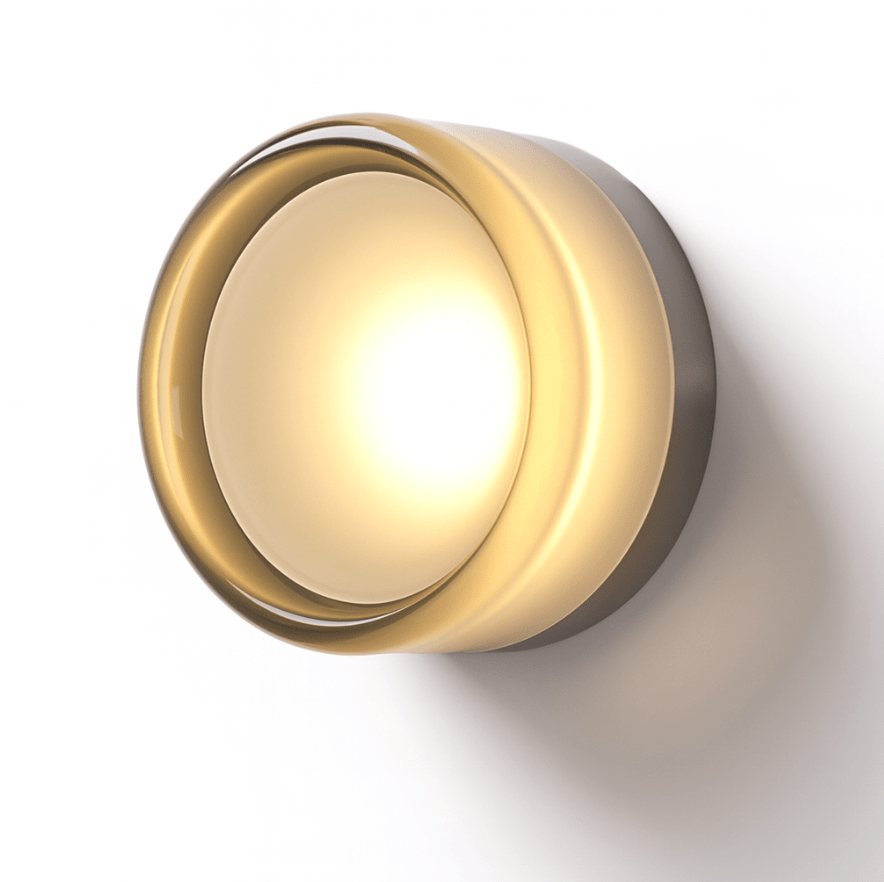 Round Glass Wall Sconce With Aluminum Body And Glass Shade Single Light
