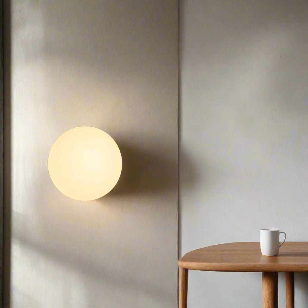 Round Glass LED Wall Sconce Minimalist One Light Fixture For Modern Interiors