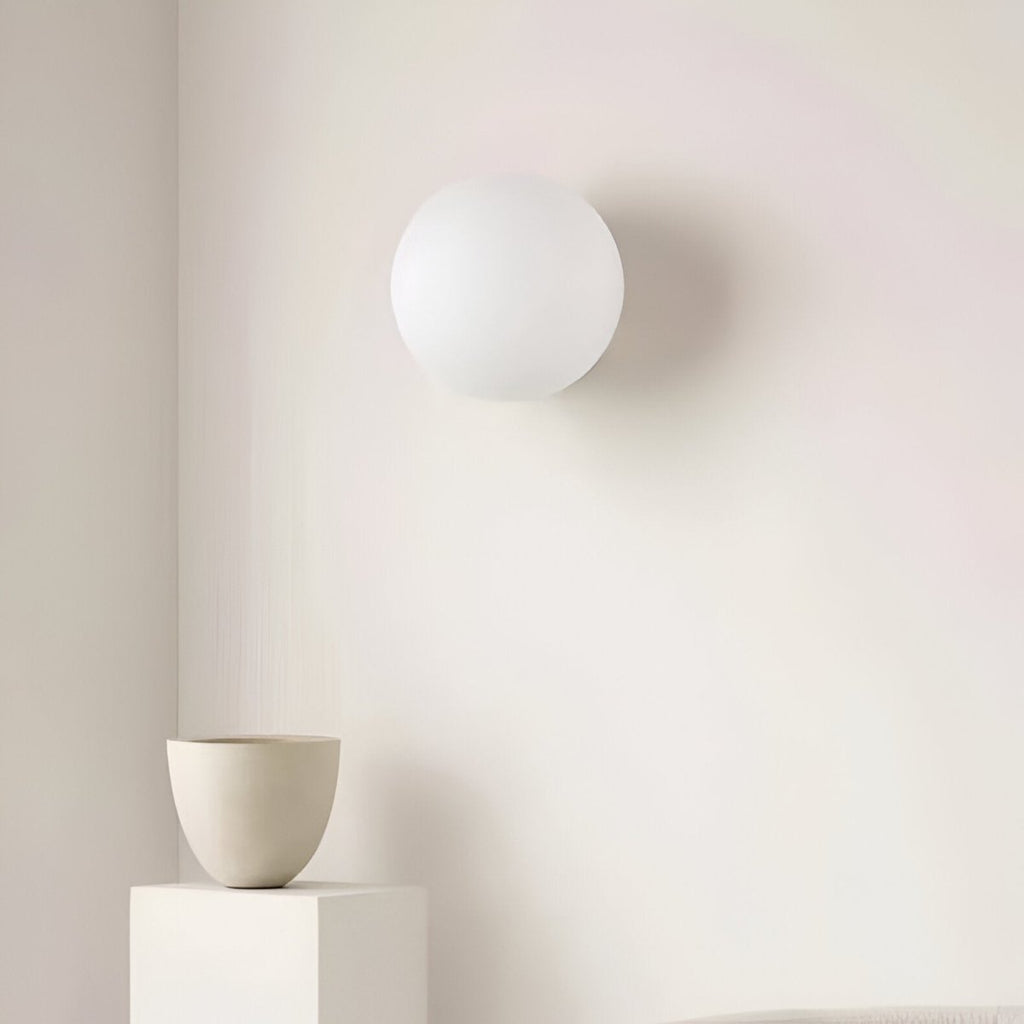 Round Glass LED Wall Sconce Minimalist One Light Fixture For Modern Interiors