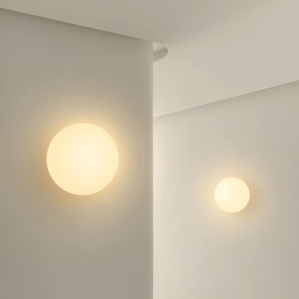 Round Glass LED Wall Sconce Minimalist One Light Fixture For Modern Interiors