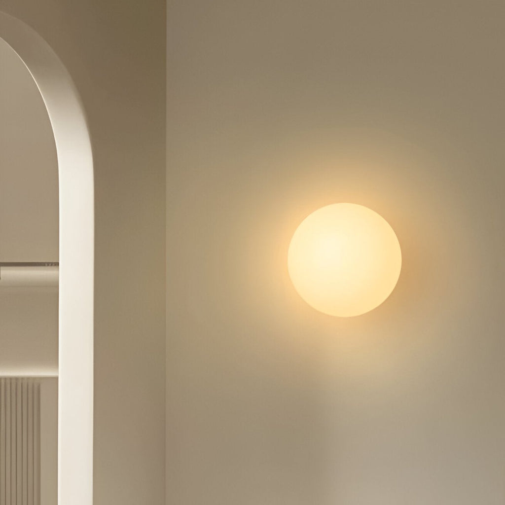 Round Glass LED Wall Sconce Minimalist One Light Fixture For Modern Interiors