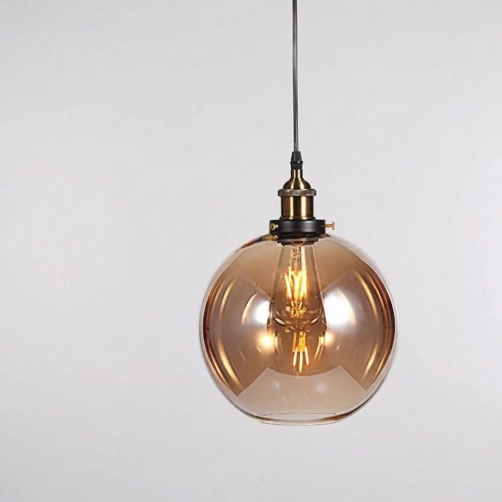Vintage Round Glass Globe Pendant Light, 12-Inch Diameter