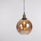 Vintage Round Glass Globe Pendant Light, 12-Inch Diameter