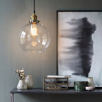 Vintage Round Glass Globe Pendant Light, 12-Inch Diameter