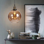 Vintage Round Glass Globe Pendant Light, 12-Inch Diameter