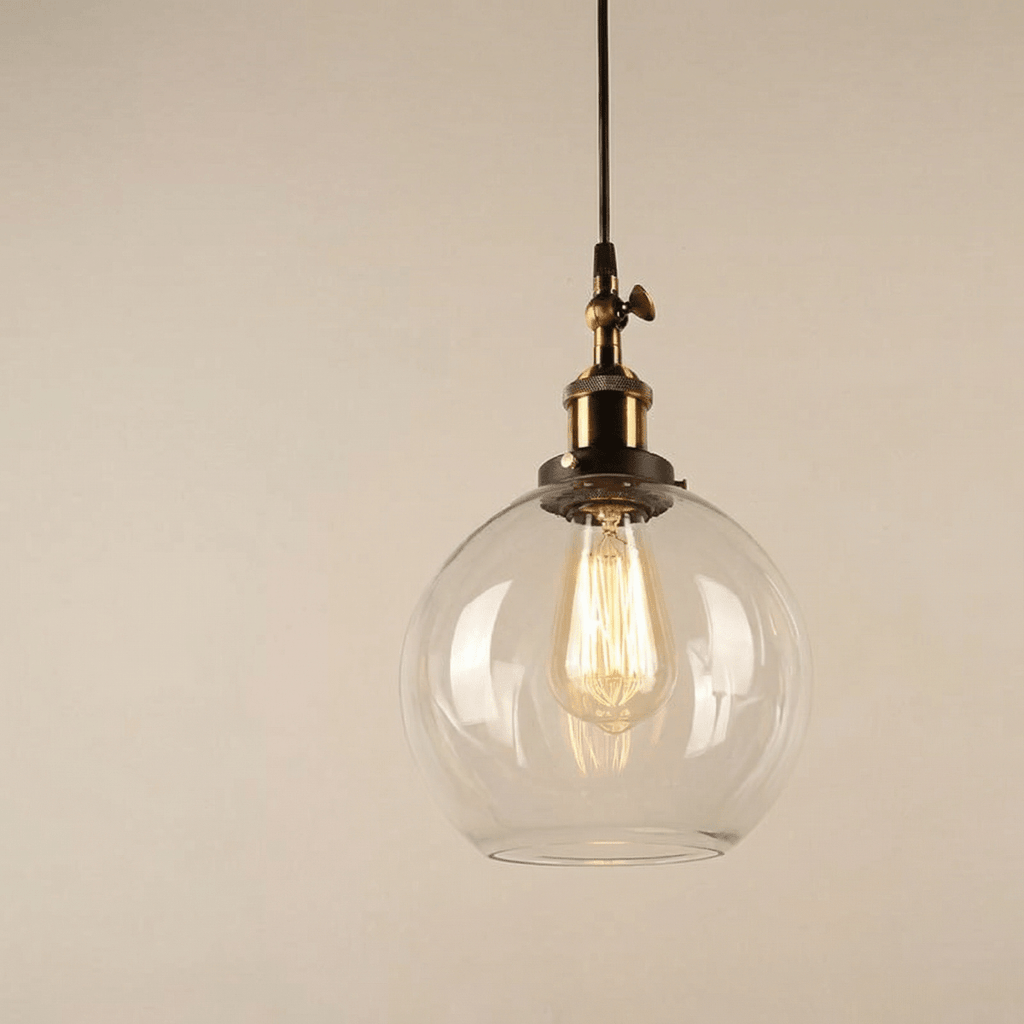 Vintage Round Glass Globe Pendant Light, 12-Inch Diameter