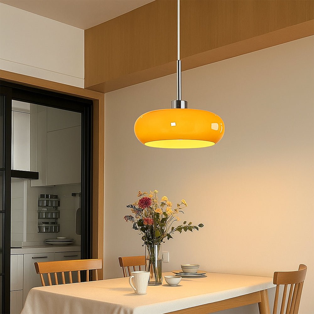 Bauhaus Style Pendant Light With Round Glass Shade For Modern Interiors