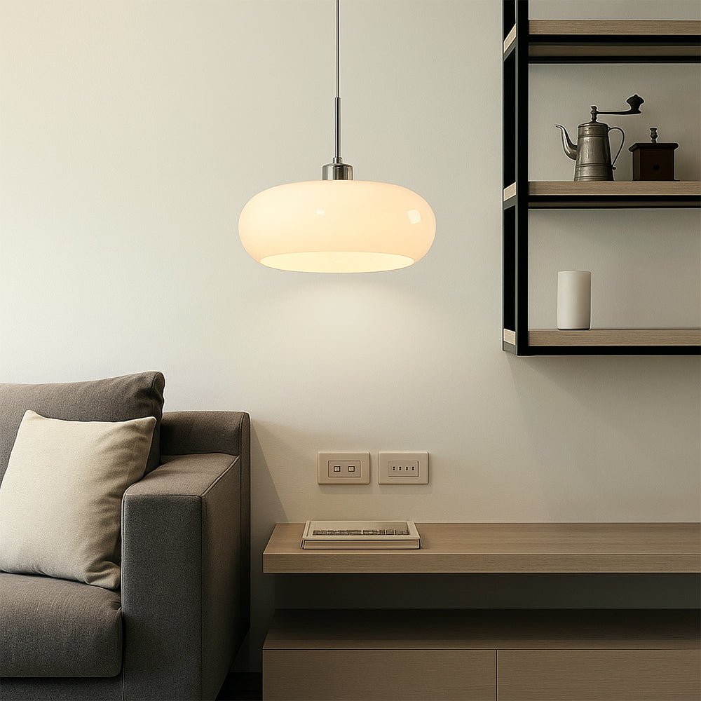Bauhaus Style Pendant Light With Round Glass Shade For Modern Interiors