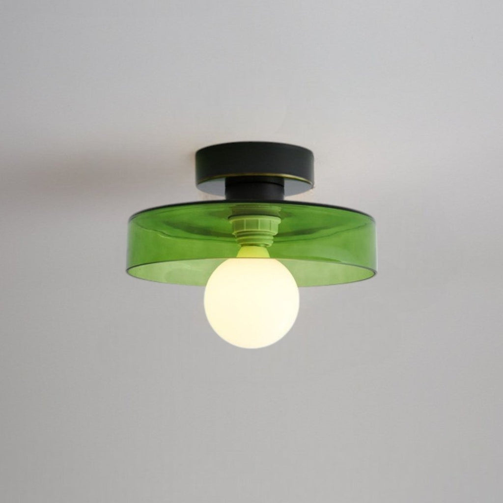 12-Inch Glass Shade Round Ceiling Light Fixture For Direct Mount