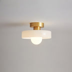12-Inch Glass Shade Round Ceiling Light Fixture For Direct Mount