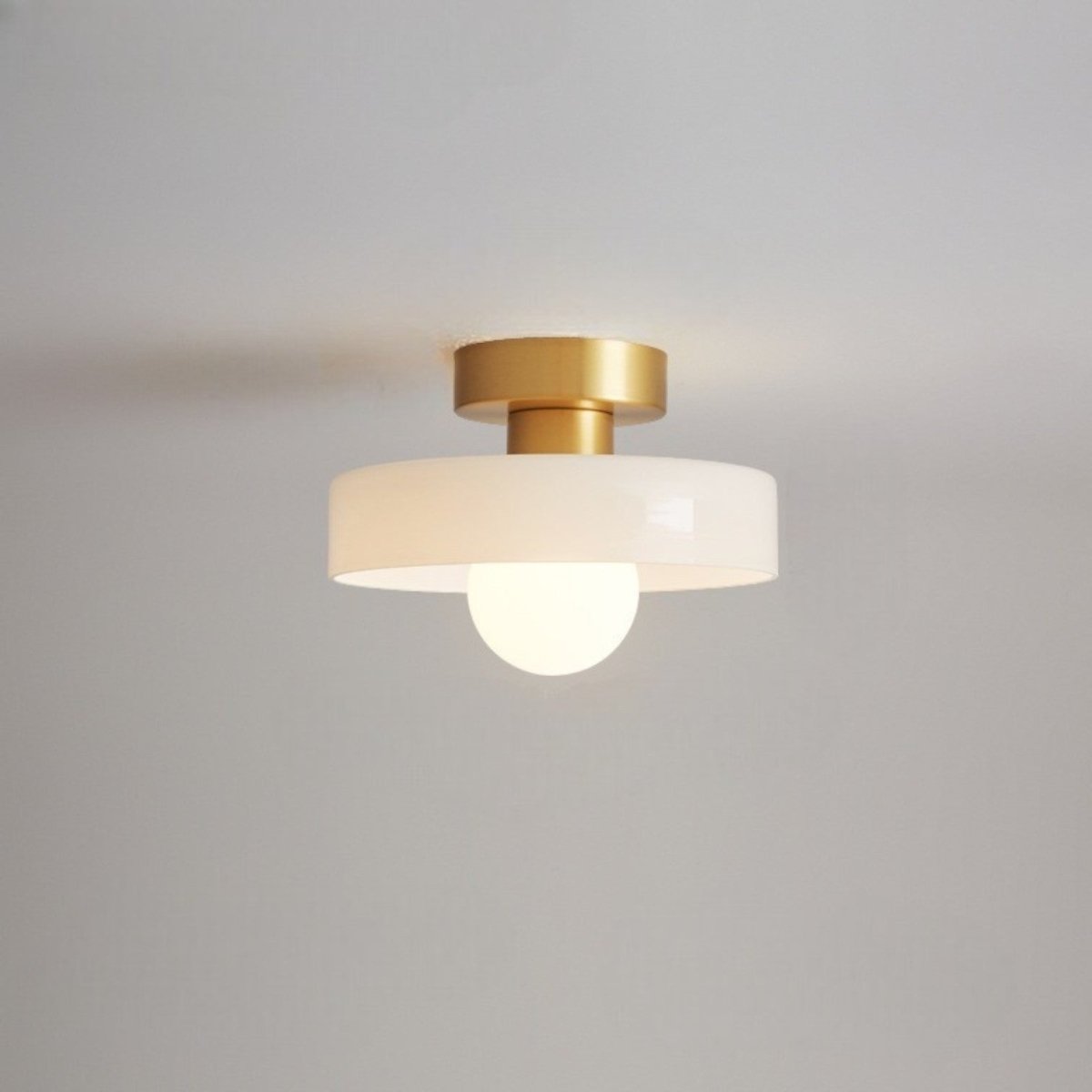 12-Inch Glass Shade Round Ceiling Light Fixture For Direct Mount