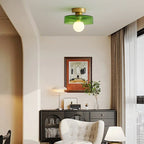 12-Inch Glass Shade Round Ceiling Light Fixture For Direct Mount