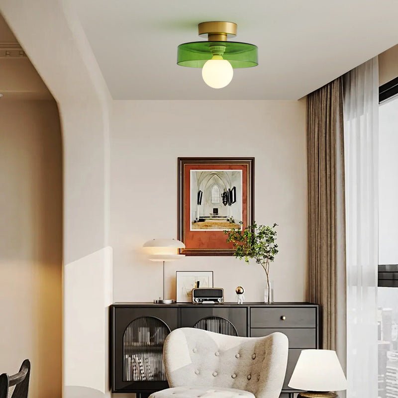 12-Inch Glass Shade Round Ceiling Light Fixture For Direct Mount