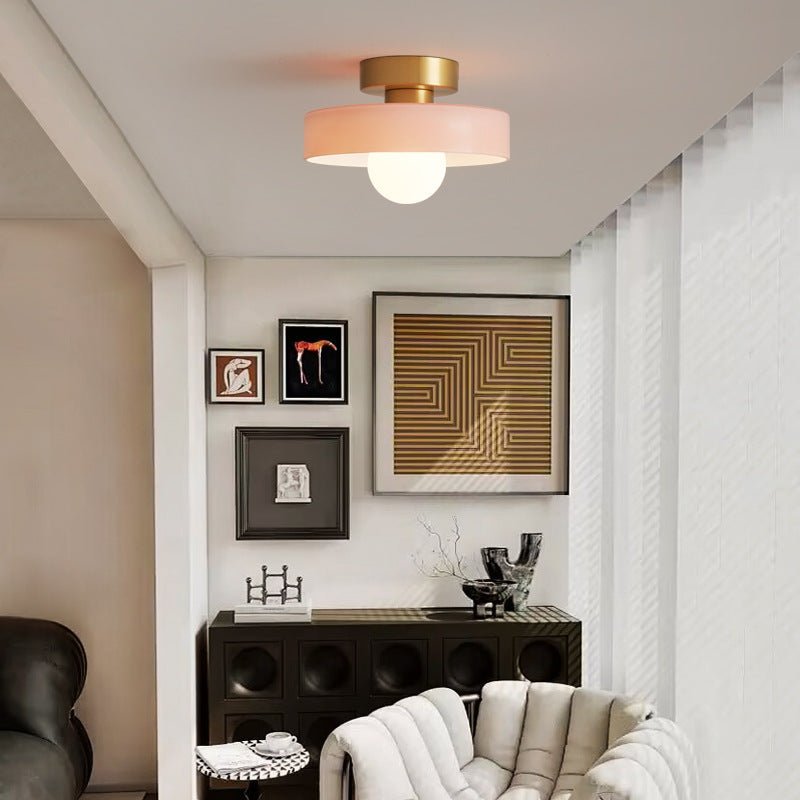 12-Inch Glass Shade Round Ceiling Light Fixture For Direct Mount