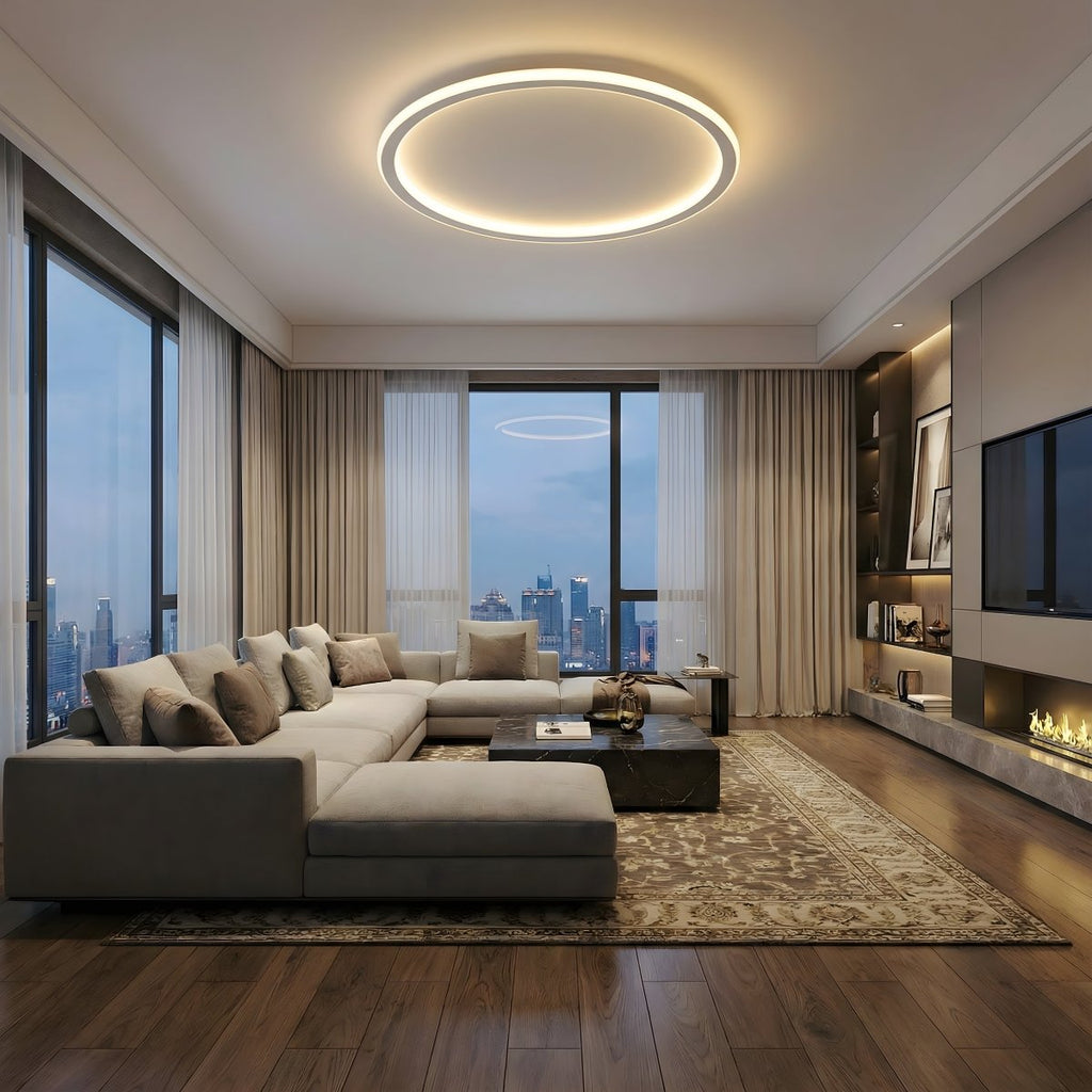 Circular Ceiling LED Fixture With Diffuser Ring 12 Inch Diameter