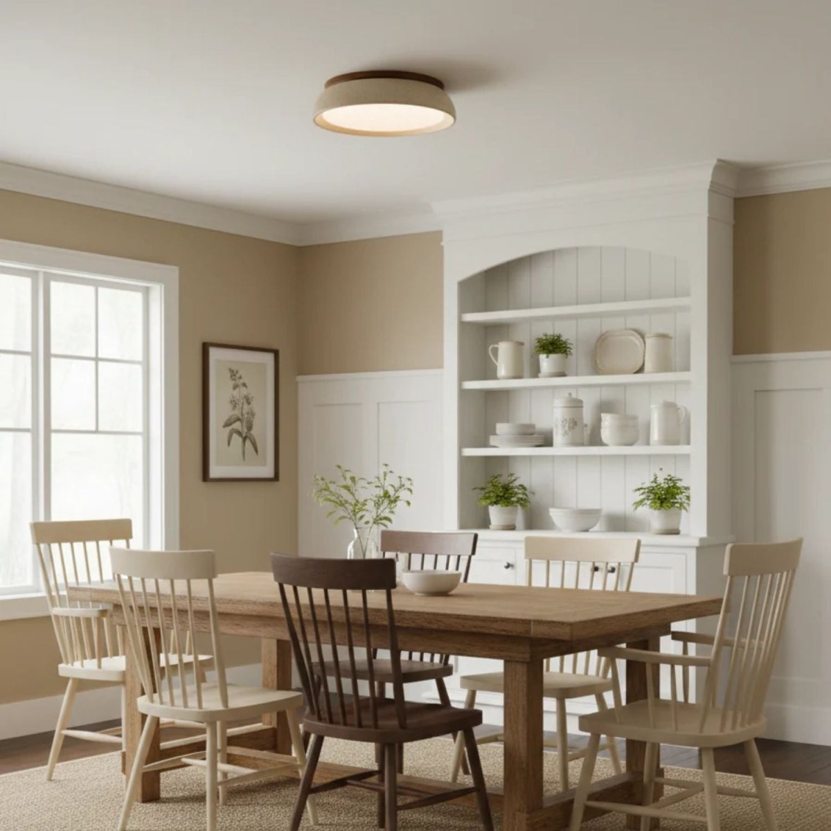 12 Inch Round Ceiling Light With Stone Frame For Indoor Spaces