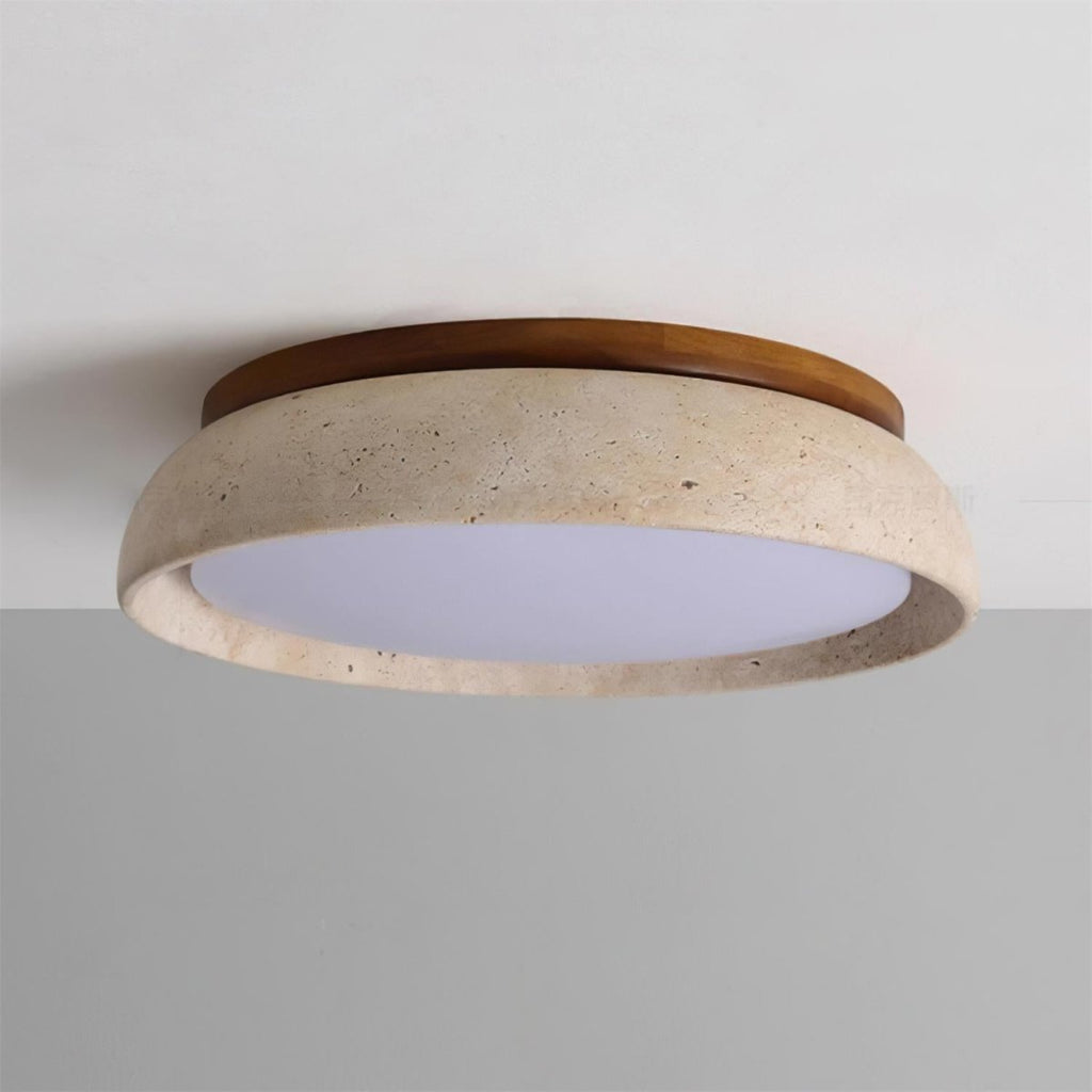 12 Inch Round Ceiling Light With Stone Frame For Indoor Spaces