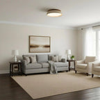 12 Inch Round Ceiling Light With Stone Frame For Indoor Spaces