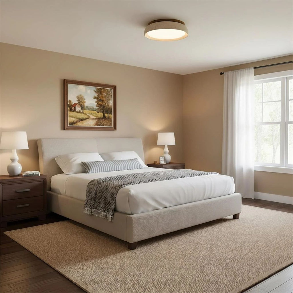 12 Inch Round Ceiling Light With Stone Frame For Indoor Spaces