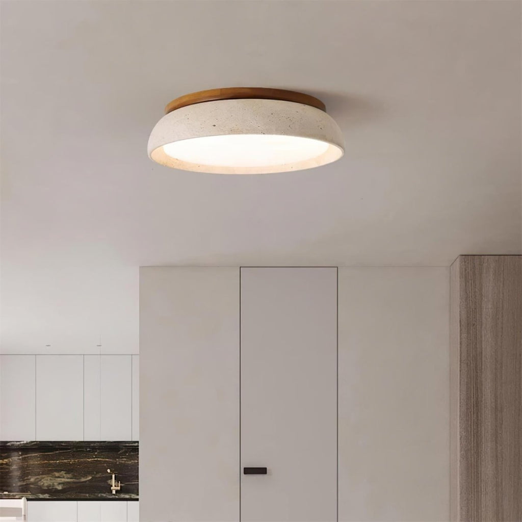 12 Inch Round Ceiling Light With Stone Frame For Indoor Spaces