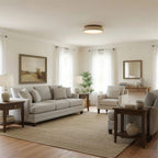 12 Inch Round Ceiling Light With Stone Frame For Indoor Spaces
