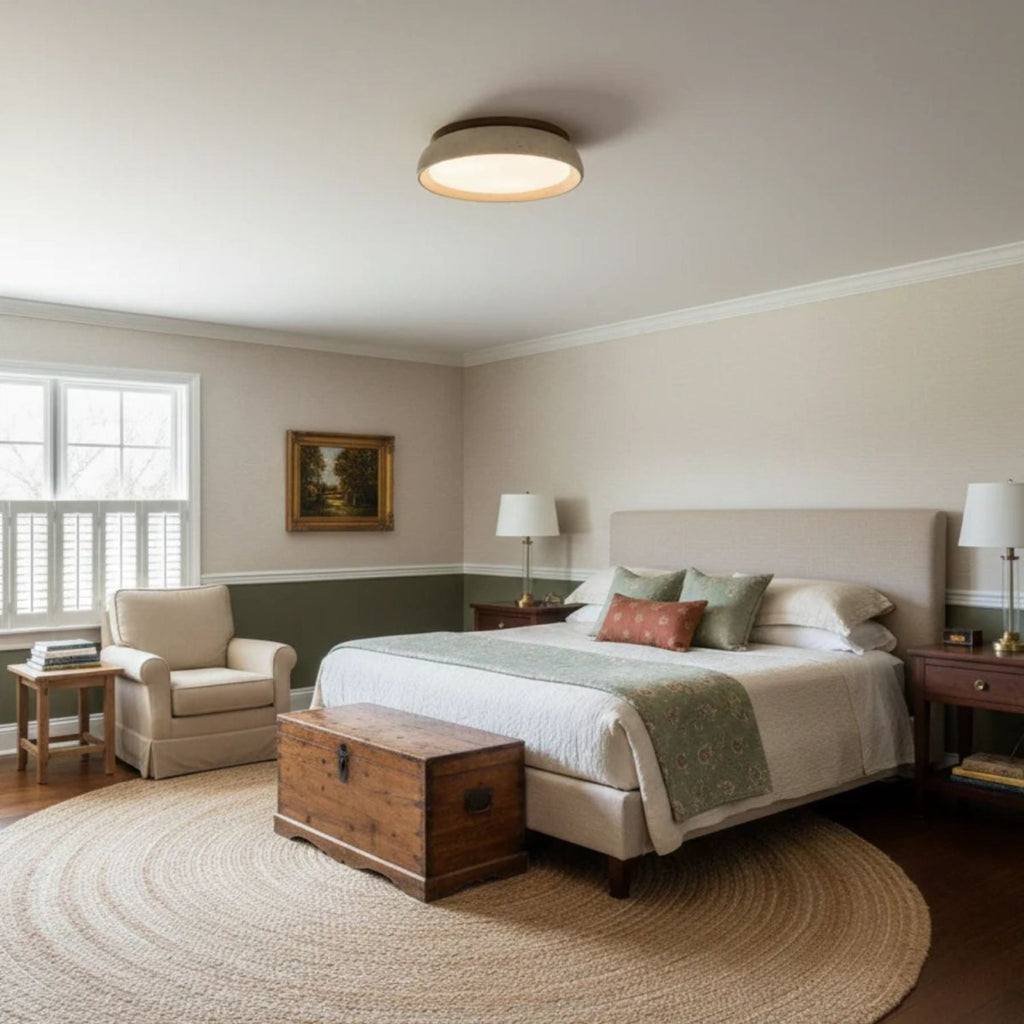 12 Inch Round Ceiling Light With Stone Frame For Indoor Spaces