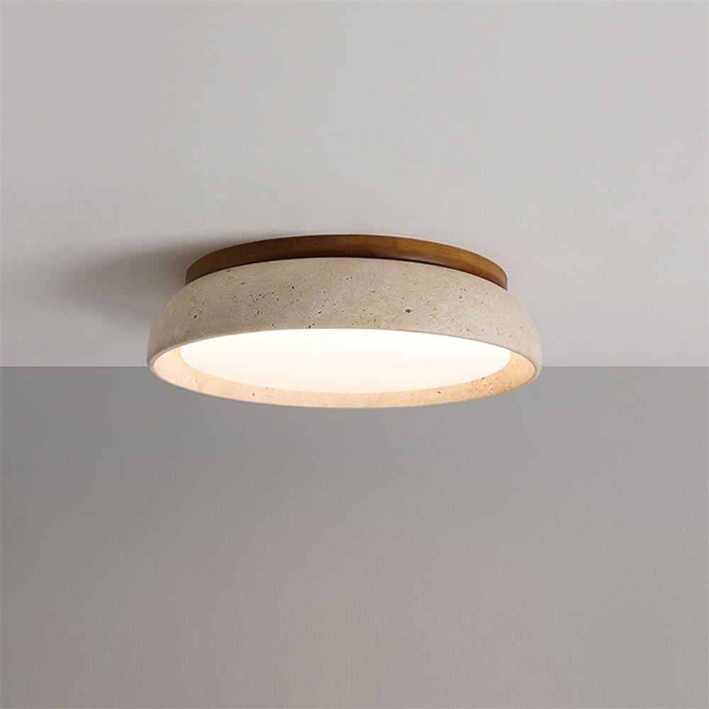 12 Inch Round Ceiling Light With Stone Frame For Indoor Spaces