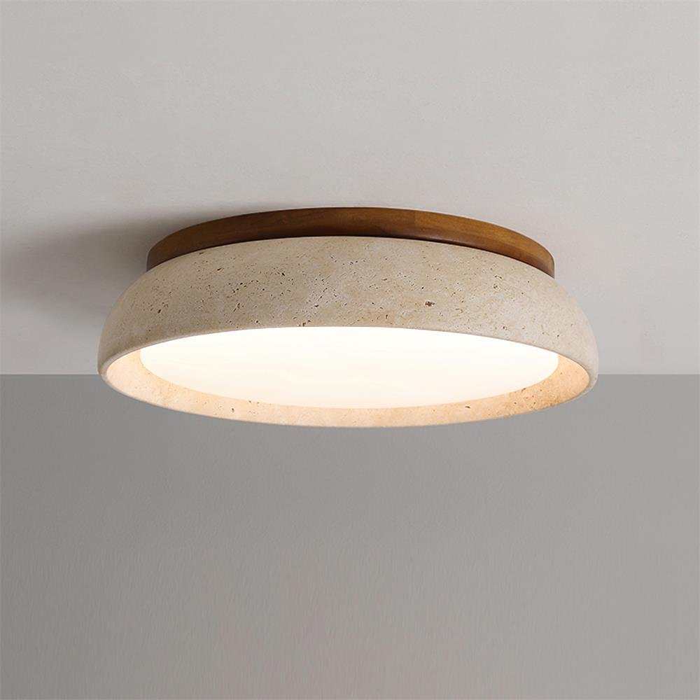 12 Inch Round Ceiling Light With Stone Frame For Indoor Spaces