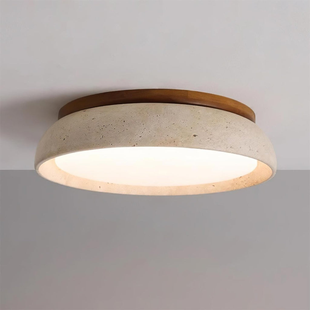 12 Inch Round Ceiling Light With Stone Frame For Indoor Spaces