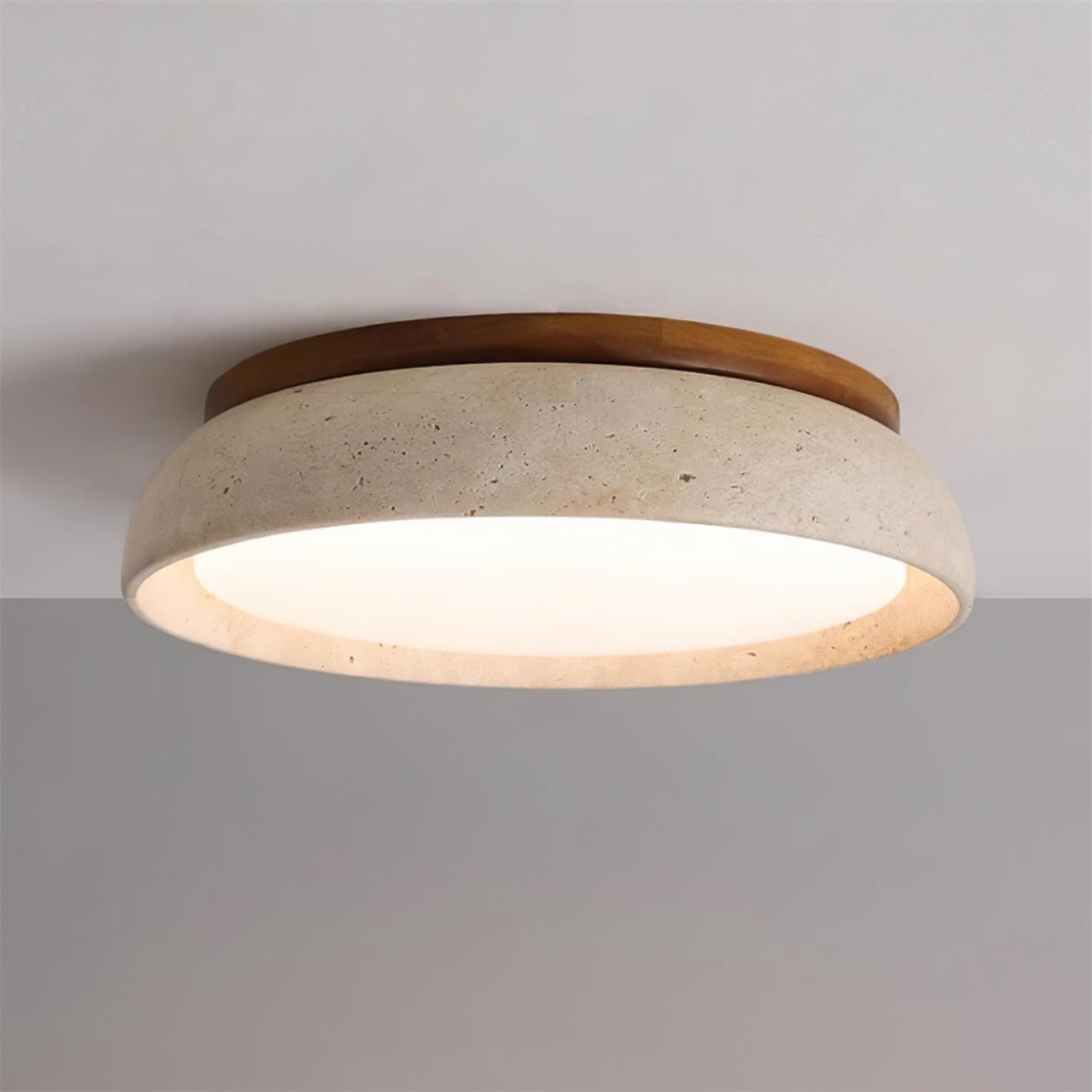 12 Inch Round Ceiling Light With Stone Frame For Indoor Spaces