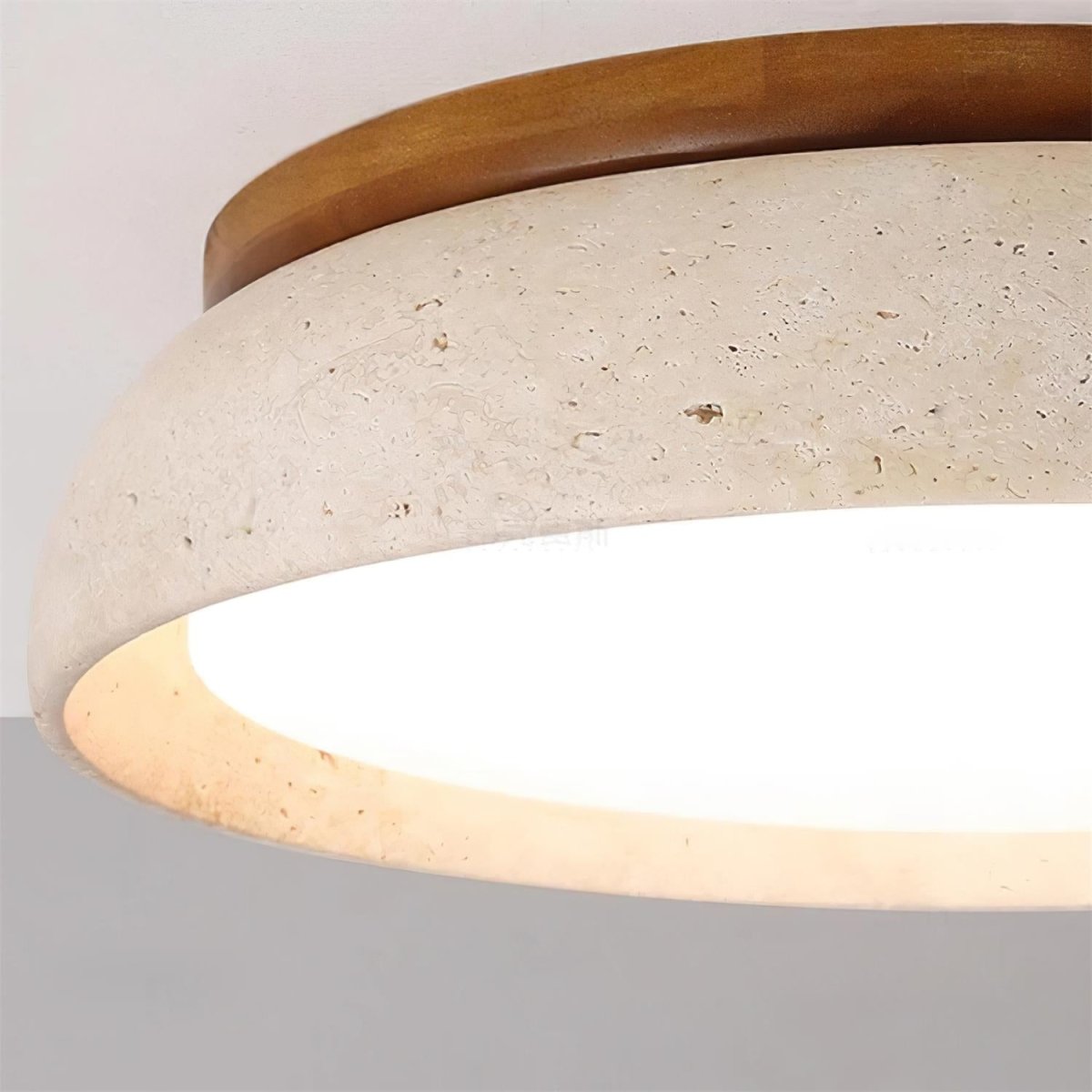 12 Inch Round Ceiling Light With Stone Frame For Indoor Spaces