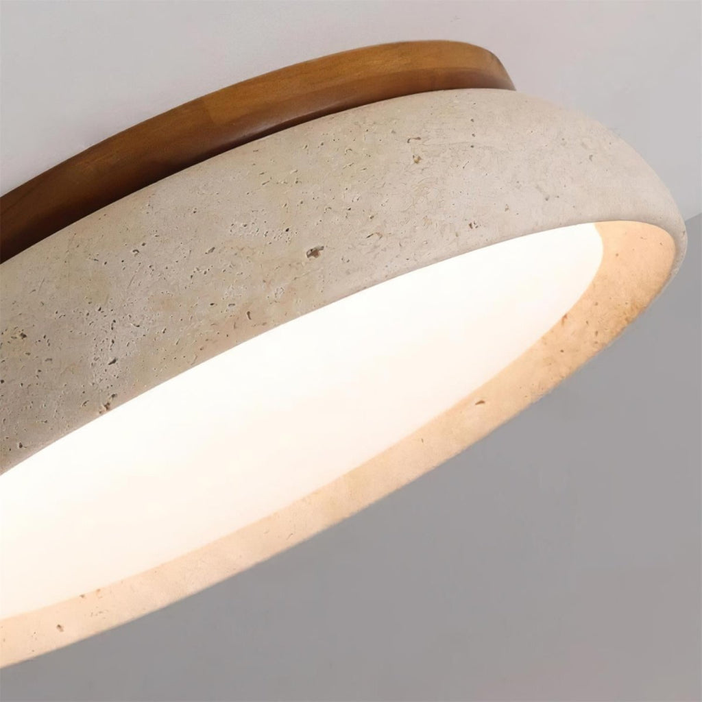 12 Inch Round Ceiling Light With Stone Frame For Indoor Spaces